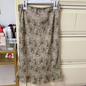 Y2K Floral Ruffle Midi Skirt